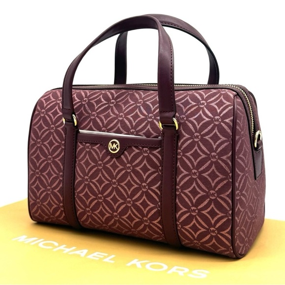 Michael Kors Medium Travel Duffle Satchel Bag Ox Blood Multi - Picture 2 of 11